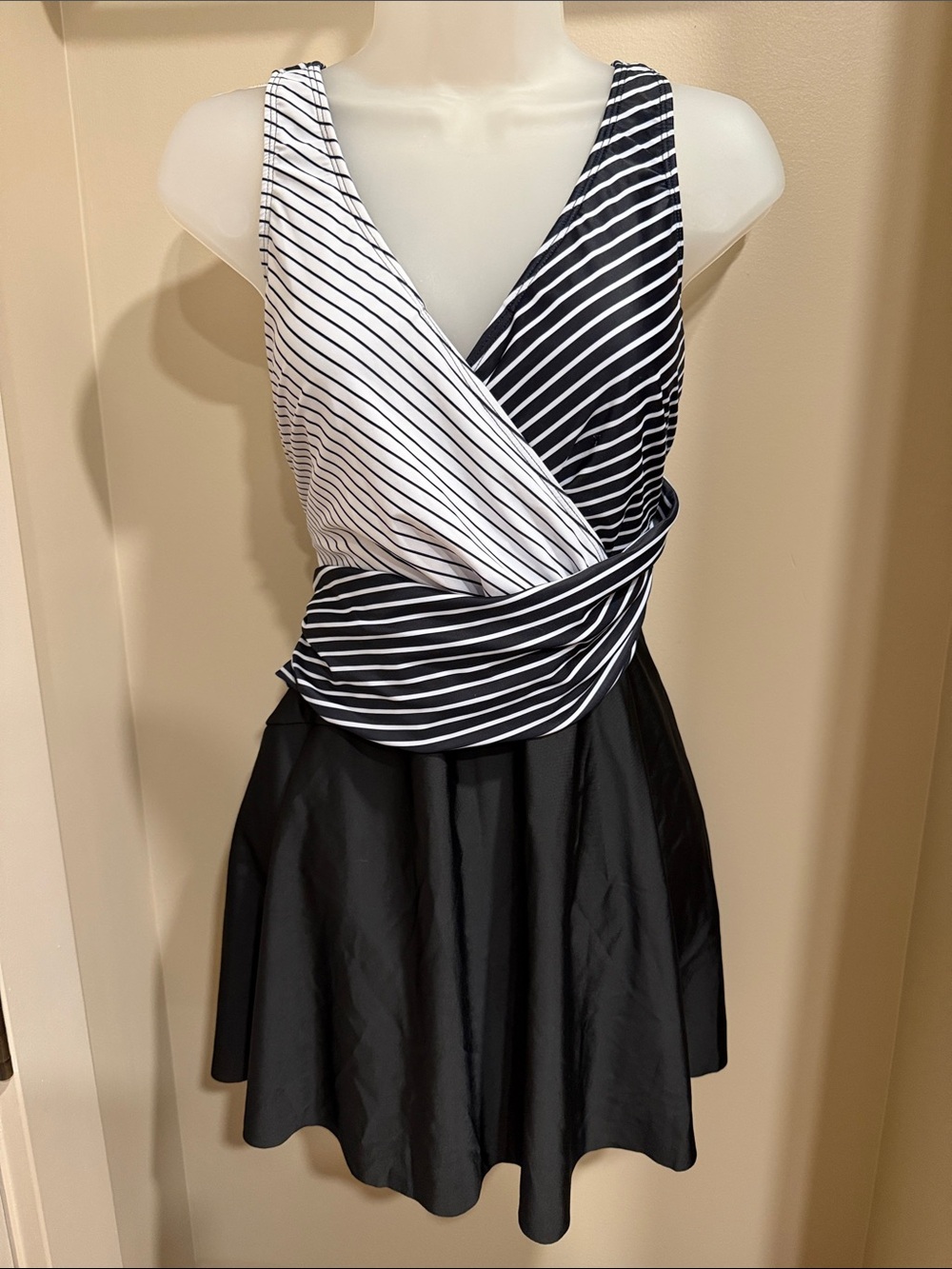Striped Wrap-Front Swim dress sz XL
